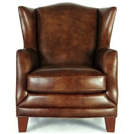 Rich Medium Brown Leather Winged Chair